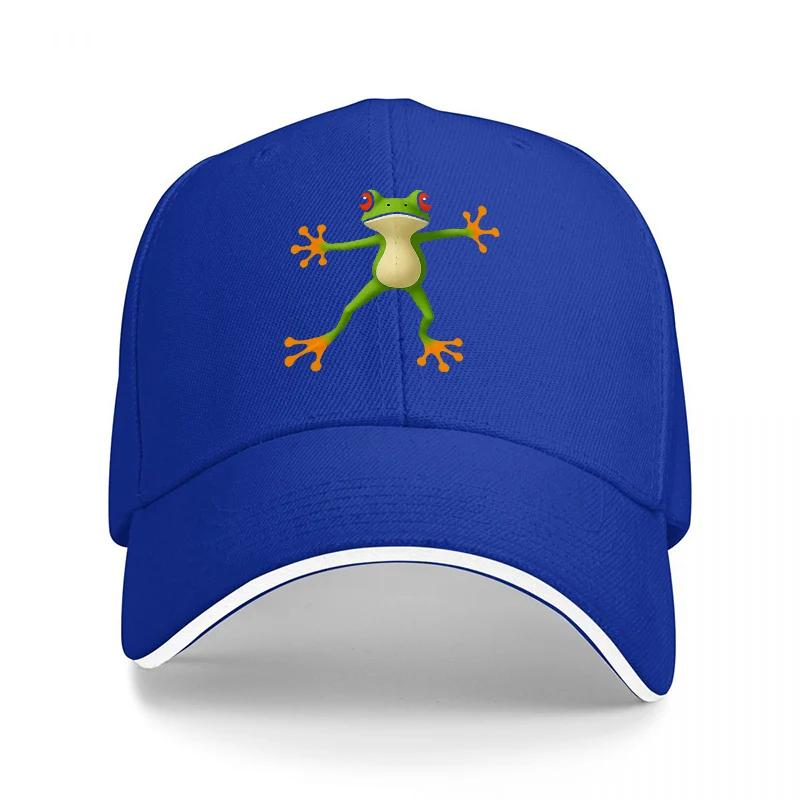 Green Frog Embroidered Black Baseball Cap Adjustable Fit Outdoor Fashion Hat Casual Streetwear Accessory for Men and Women