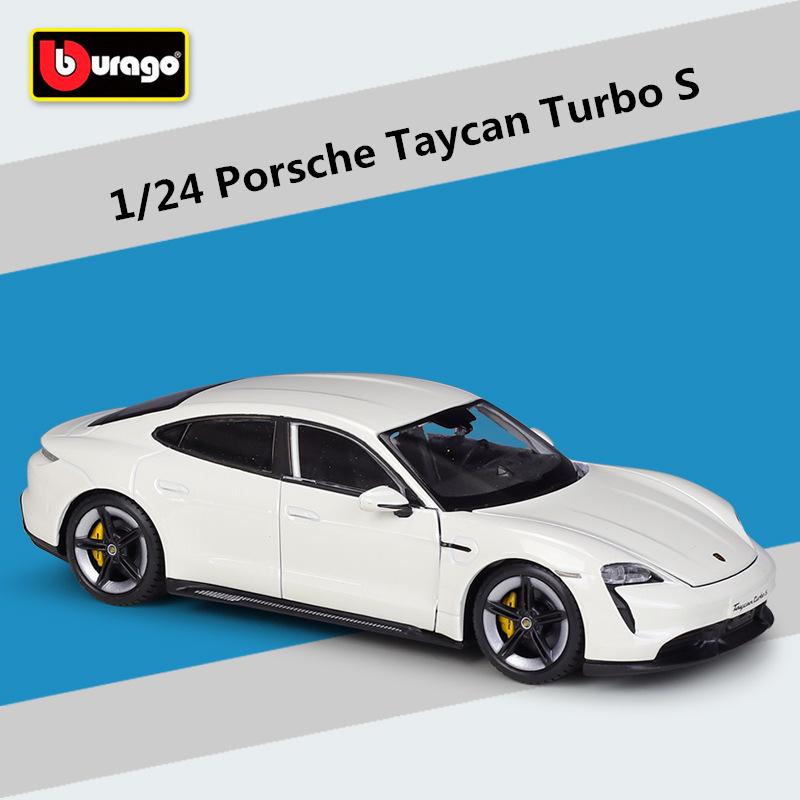 Welly 1:24 Porsche Taycan Turbo S Alloy Sports Car Model Diecasts Metal New Energy Car Vehicles Model Collection Childrens Gifts