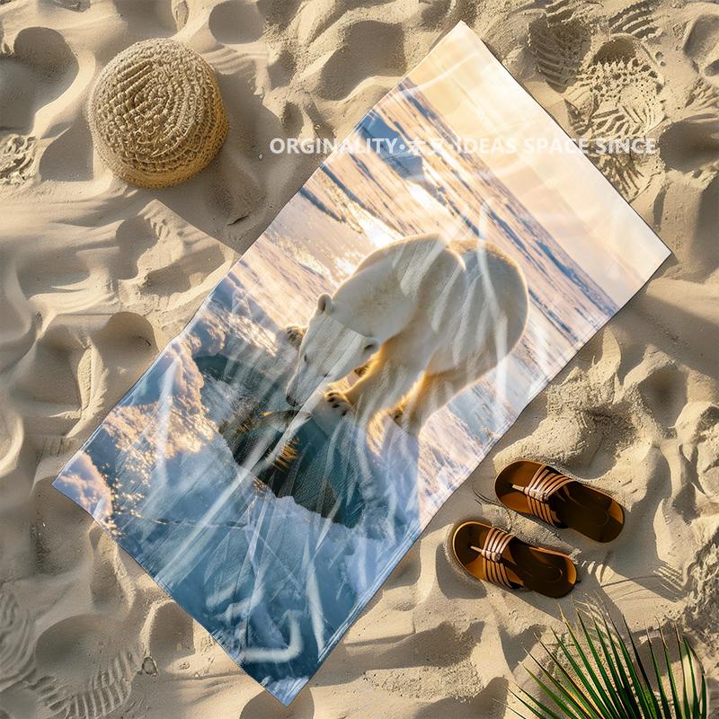 Polar Bear Hunting Beach Towel Patterned Sunscreen And Windproof Suitable For Swimming Pool Camping Travel