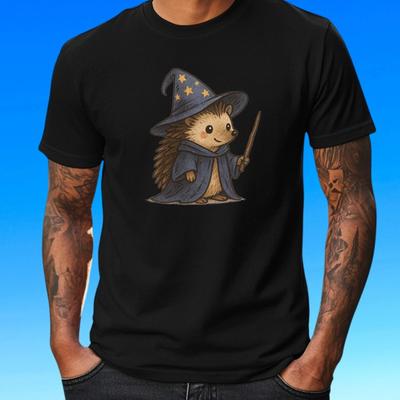 T-Shirt Herren Zauberer Igel Motiv Baumwolle Größe S Bis 5XL