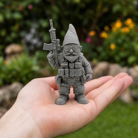 3D Printed Dwarf Soldier Ornament, Waterproof Resin Sun And Rain Resistant Statues, Armed Miniature Figurine for Outdoor Indoor Decor
