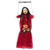 Halloween Hängende Mädchenfigur mit beleuchtetem Gesichtsdetail, Seilschaukel-Dekoration für Veranda-Eingang, Partybereich, Gartenakzent
