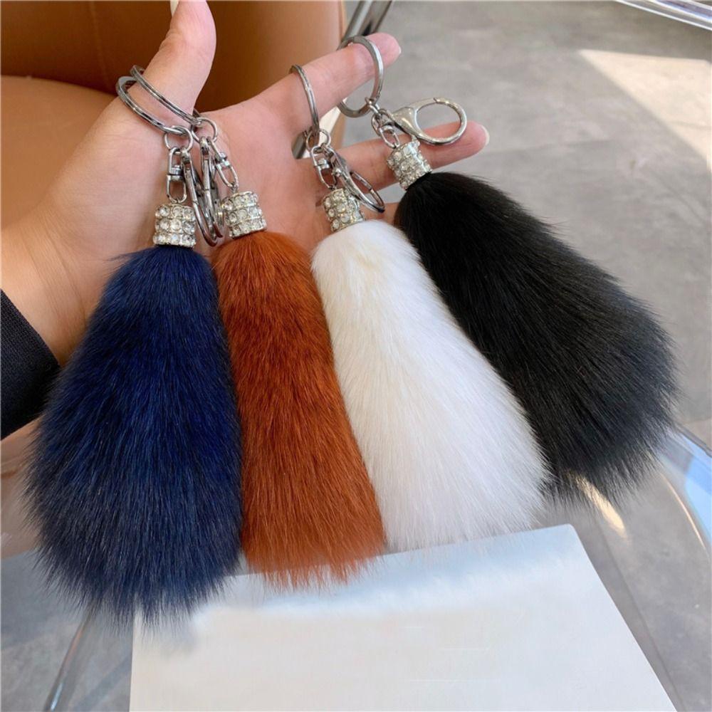 Hairball Fur Tail Keychain Luxury Plush Ball Pendant Funny Rabbit Fur Toys  Gift