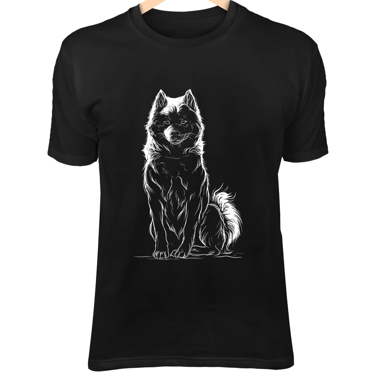 

Akita Dog Line Art - Minimalist Cartoon with Fluffy Curled Tail & Calm Style M