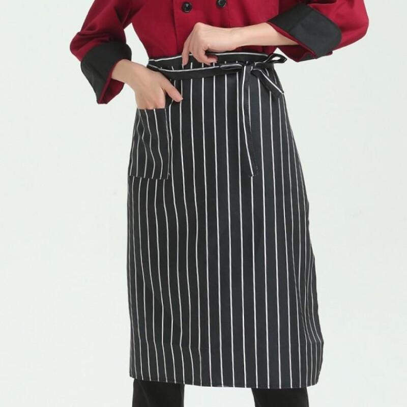 Half Apron Short Kitchen Cafe Restaurant Half Apron with Pockets black and white grid