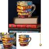 Painted Book Mug Coffee Cup Resin Hand Painted Modern Decor For Home Office