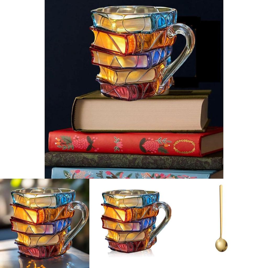 Painted Book Mug Coffee Cup Resin Hand Painted Modern Decor For Home Office