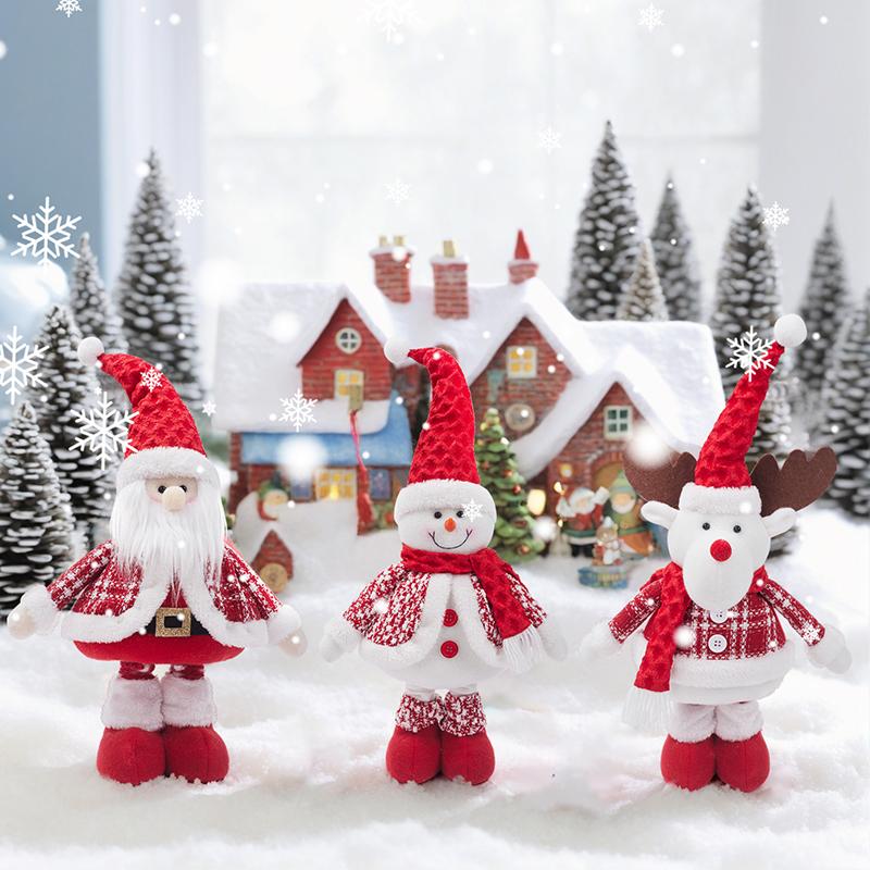 Retractable Festive Ornaments Santa Deer Snowman Polyester Sculpture Space Saving Tabletop Holiday Display