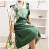 Home Cotton Linen Apron with Lotus Leaf Lace Japanese Korean Kitchen Coffee Shop Working Apron for Baking