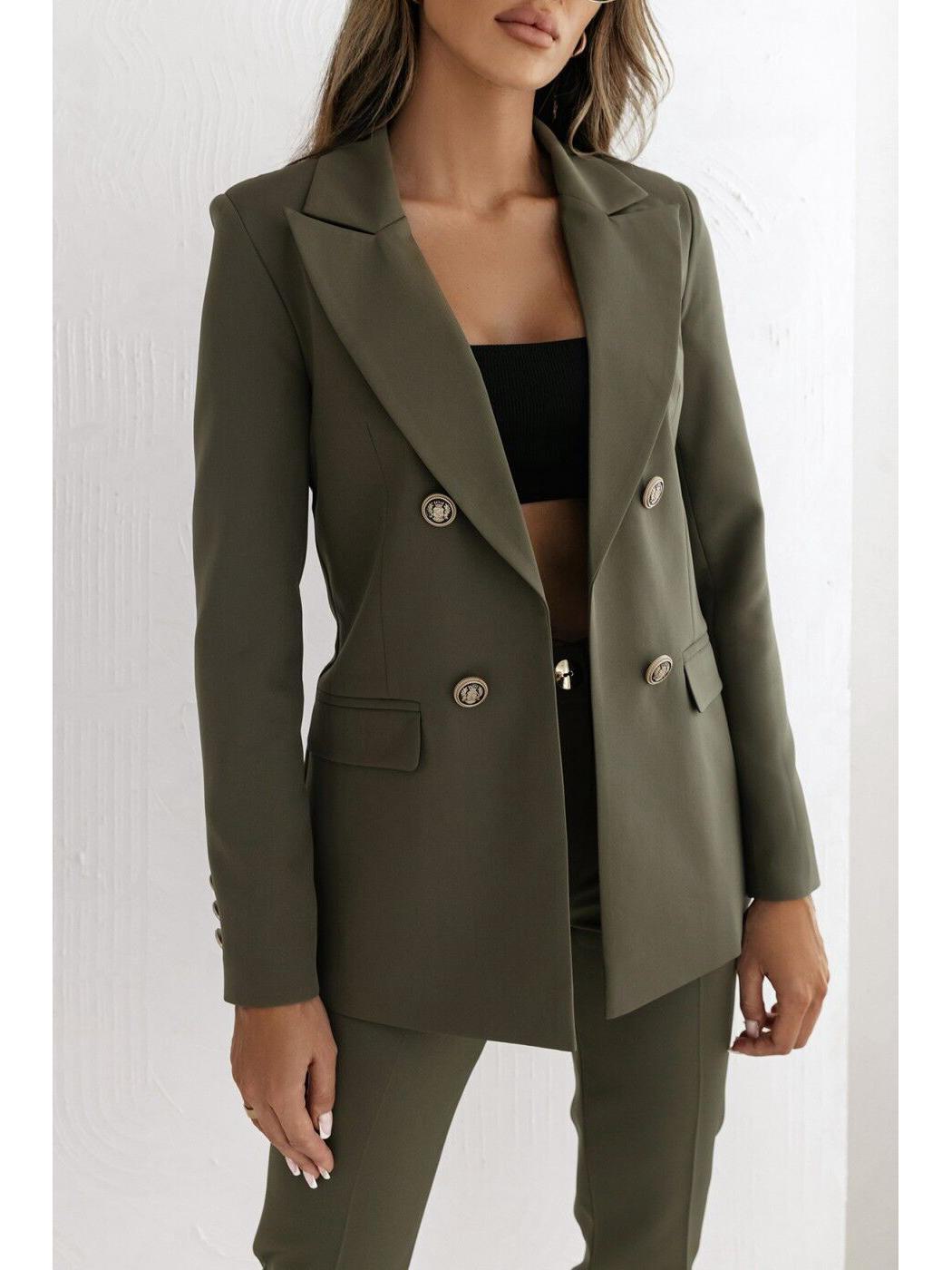 

Двубортный однотонный пиджак для женщин европейского и американского стиля - коллекция осень/зима 2024 г. S