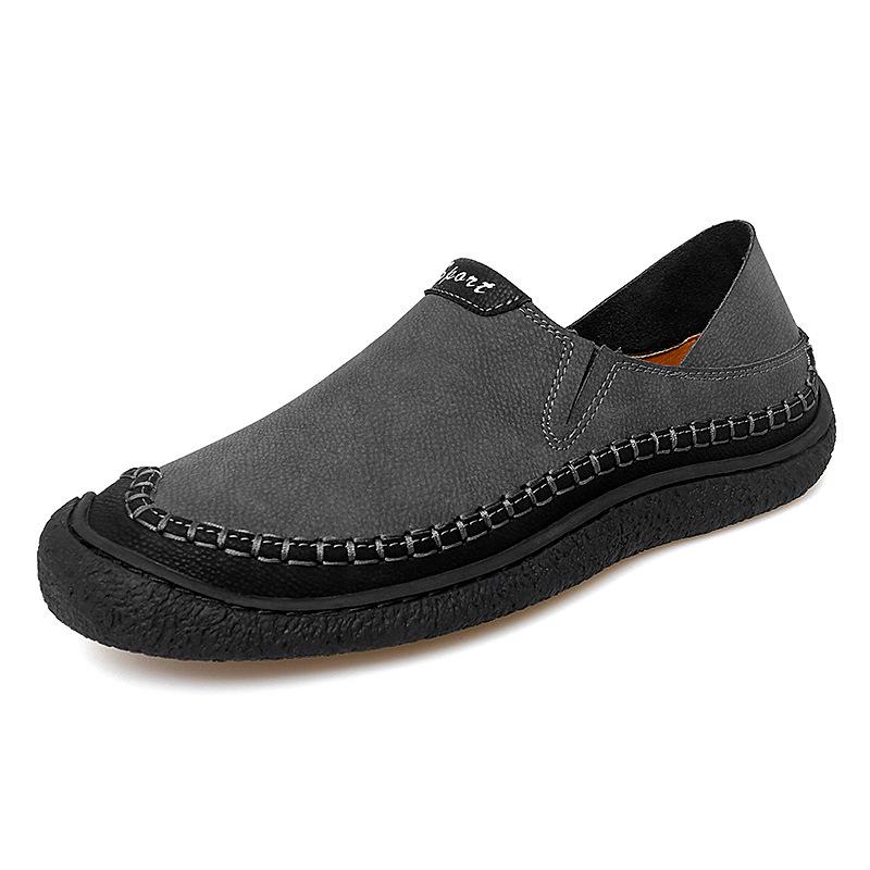 Men s Hand-stitched Large Moccasin Loafers Casual Slip-on Shoes 38