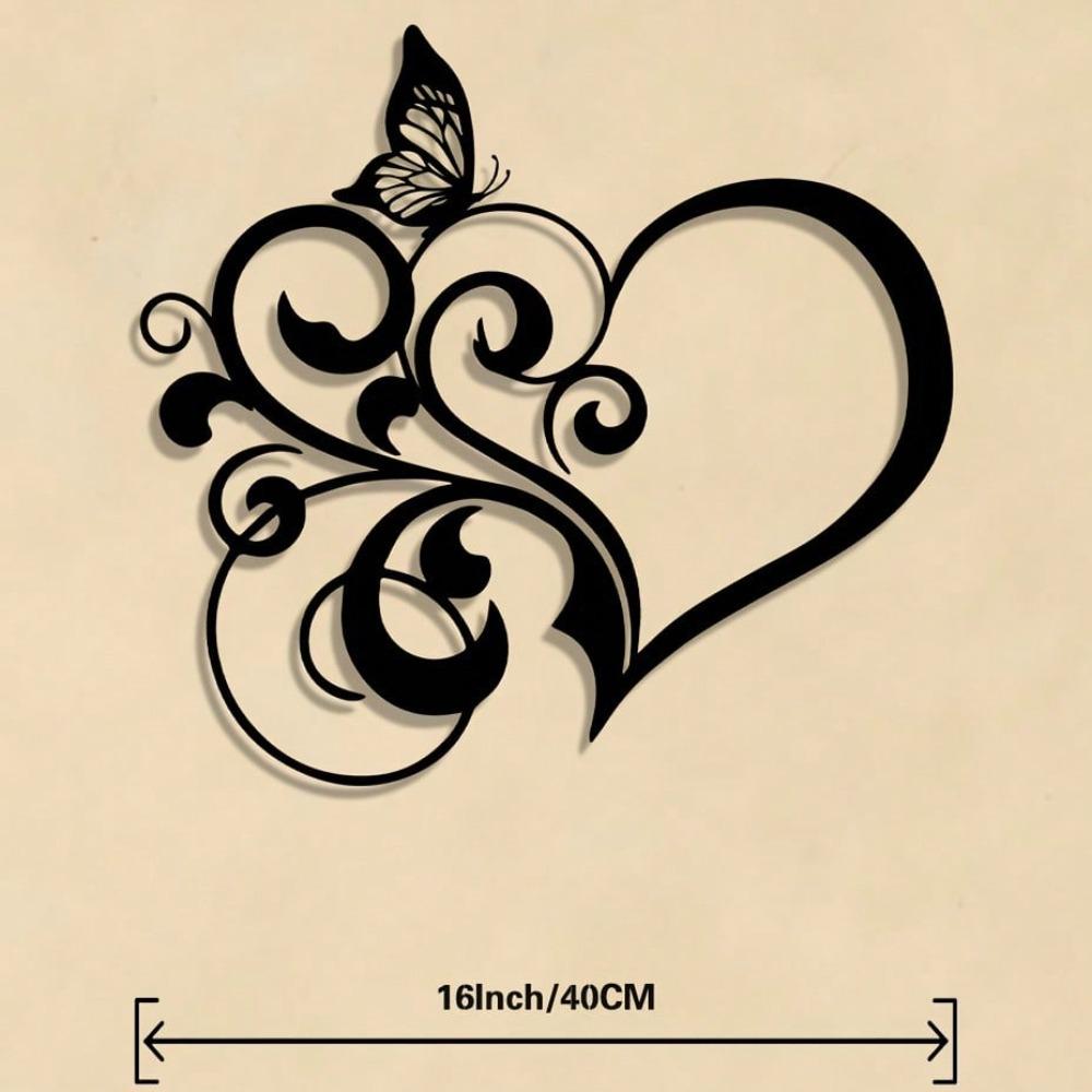 Black Floral Heart Butterfly Wrought Iron Wall Art Wedding Valentine Decor Metal Sculpture разноцветный