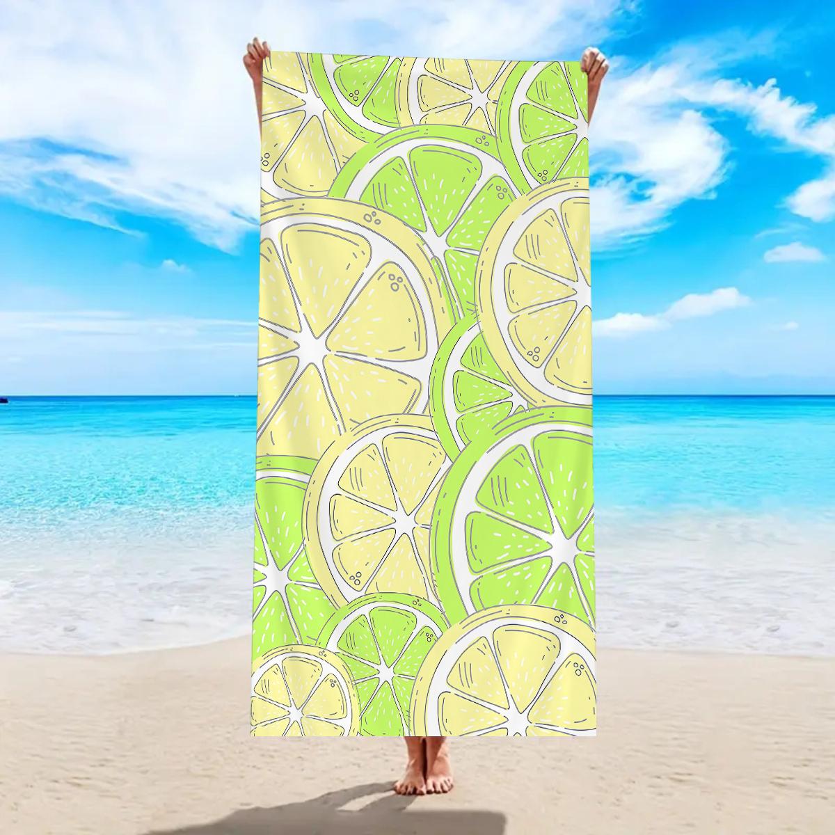 1pc lemon beach towel, ultra-fine fiber quick drying absorbent beach towel, outdoor camping, swimming beach towel W40*H60(CM)