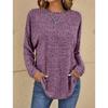 2023 Damen Casual Vintage Einfarbiges T-Shirt Frühling Herbst Mode Rundhals Langarm Locker Elegant Allround-Pullover