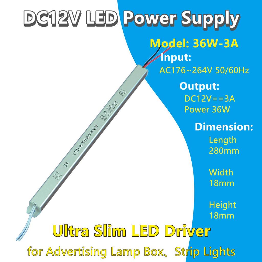12V Ultra Slim LED Power Supply for Strip Lights