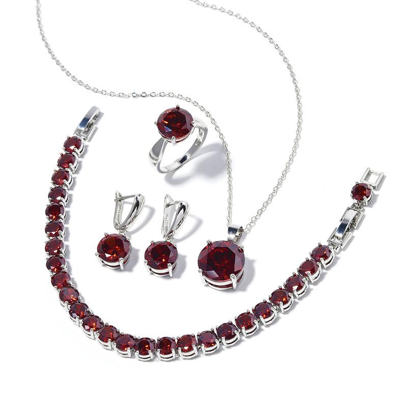 

Simple Geometric Circular Earrings Rings Bracelets Necklaces Jewelry Sets Cross-border Zircon Jewelry Sets size 10