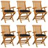 Day and Night - Day and Night Garden Chairs 6 Units Solid Teak Wood with Black Cushions