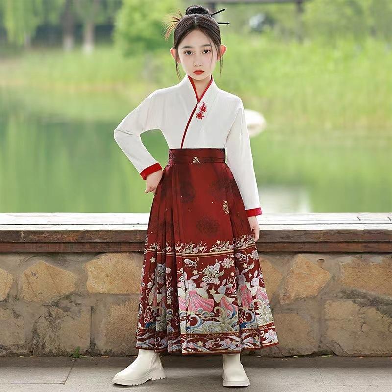 Girls' Hanfu Ancient Clothing Super Immortal Skirt Mid-Autumn Festival Children's Tang Clothing Girls' Ancient Style