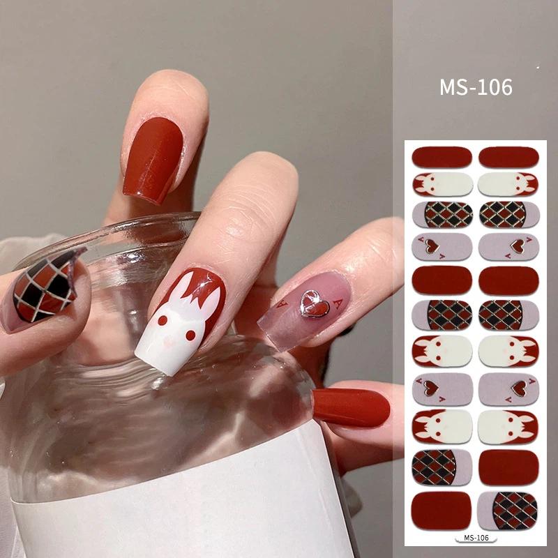 New Fashion Simple Nail Paste Exemption Gel Full Paste Nail Paste Printing Glitter Powder Waterproof Nail Paste Nail Paste