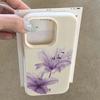 Purple Lily Flower Pattern Lychee Texture Silicone Phone Case For iPhone 11 12 13 14 15 16 17 Pro Max 14 Plus 17Air Soft Cover