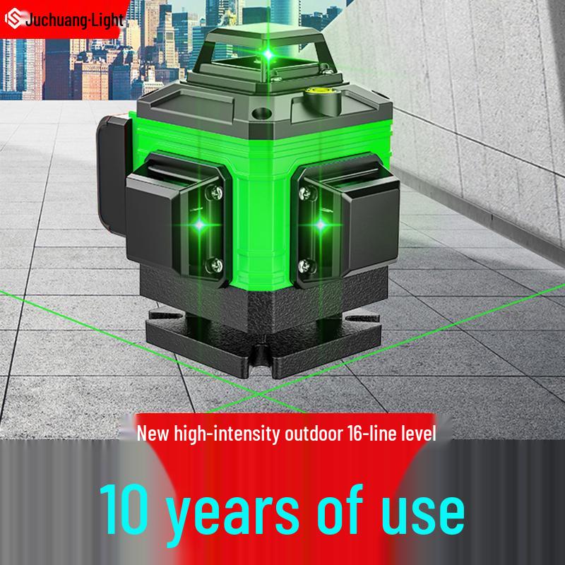 High-Precision 16-Line Green Laser Level with Wall/Floor Mount and Ultra-Long Standby