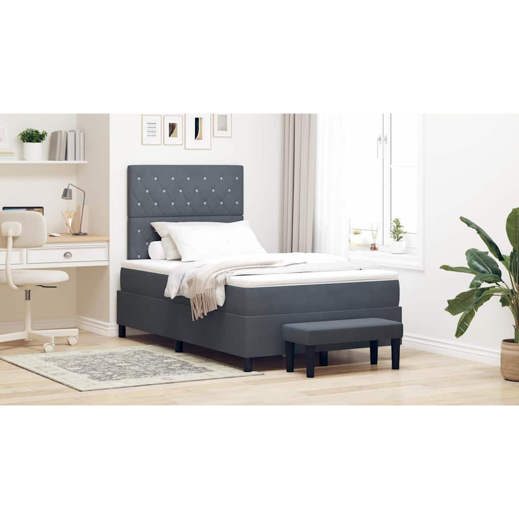 Box Spring Bed with Headboard Dark Grey 190 X 120 Cm Velvet
