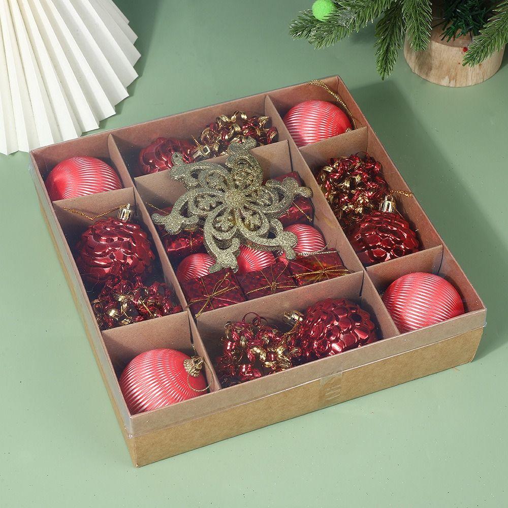 Plastic Christmas Hanging Balls Set Electroplated Xmas Tree Pendants  Party Favors