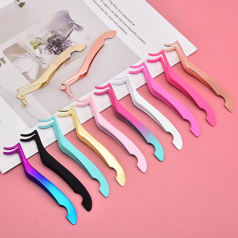Multi-color Stainless Steel Eyelash Tweezers: New Style Round Head Safety Applicator Clamp