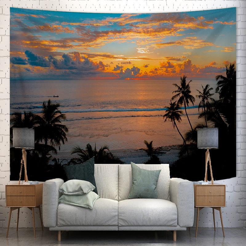 Scenic landscape background fabric digitalprinted polyester tapestries living rooms bedrooms macrame wall hanging room decor