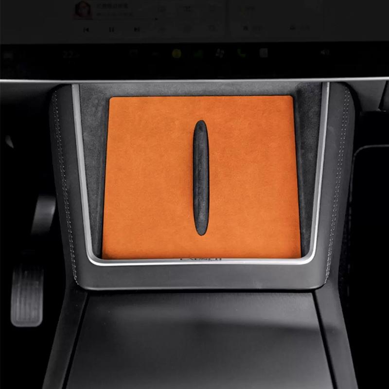 For Tesla Model YL 2026 Central Control Wireless Charge Panel Suede Protective Sticker Car Interior Accessories