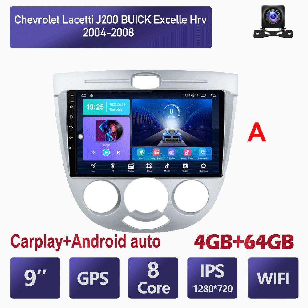 

9-дюймовый автомобильный стерео радио Carplay для Chevrolet Lacetti J200 2004-2008 Android автомобильный мультимедийный видеоплеер GPS-навигация WIFI 4 + 64 ГБ 4+64GB,silver
