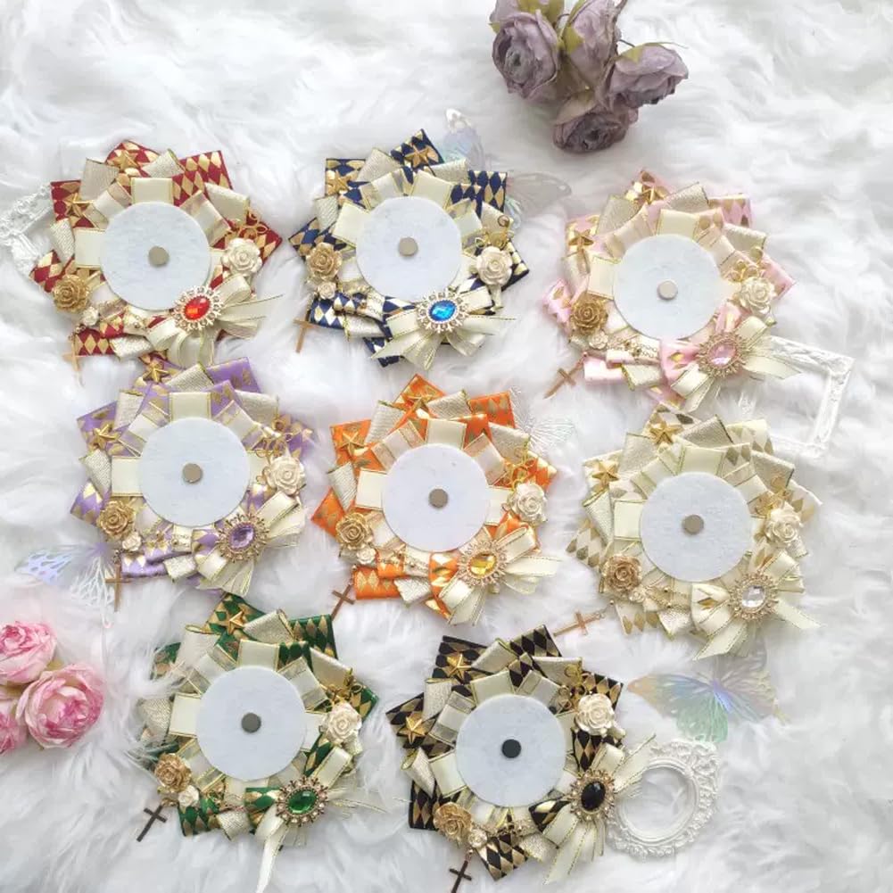 YUYAKESHI Ita Bag Rosette, Handmade Ribbon Wedding-Style Ita Bag Decoration, Cute Rosette with Cross and Rhinestone Decoration (Off-White, Fits 58mm