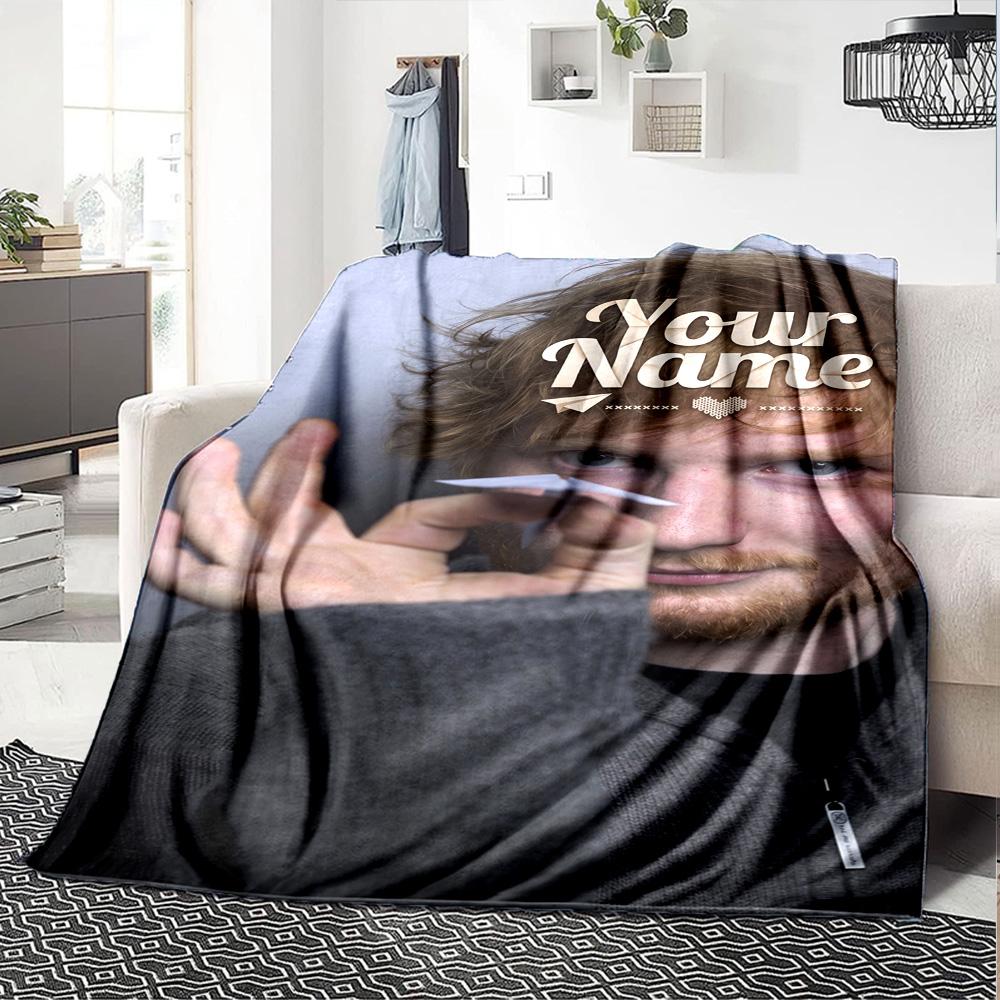 Sheeran Personalized Text Blanket Multi-purpose Customizable Blanket Soft Warm Cozy Great for Nap Picnics Bed Chair Ideal for All Seasons