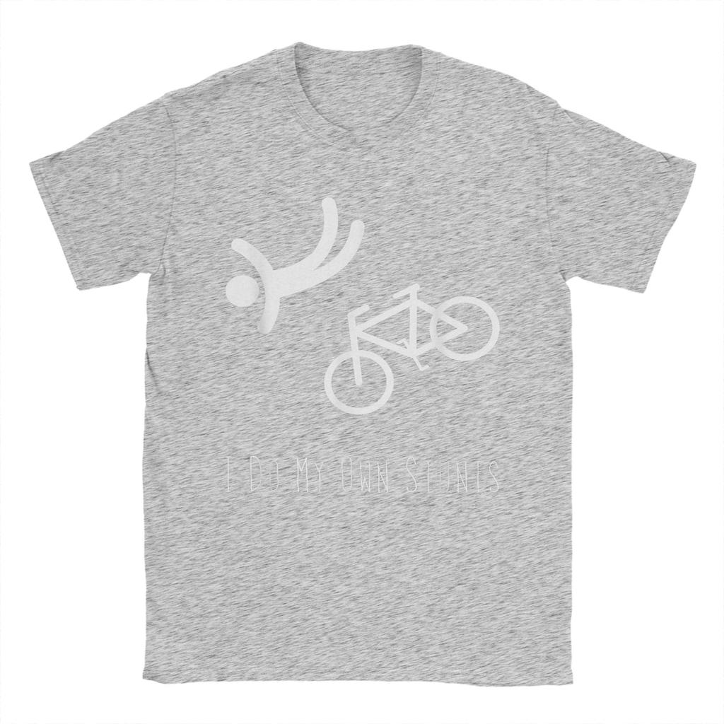 Bike Lover  I Do My Own Stunts Cycling Gift T Shirts Men Cotton Funny T-Shirts Crew Neck  Tee Shirt Short Sleeve Clothing