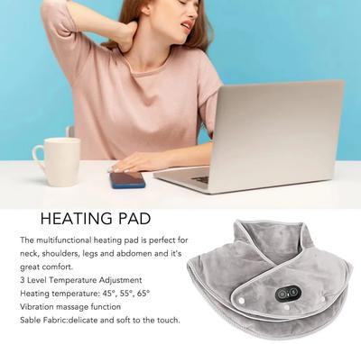 Coussin chauffant électrique pour les épaules et le cou, enveloppement cervical, compresse thermique à trois vitesses, masseur vibrant, châle chauffant pour le dos, attelle de relaxation