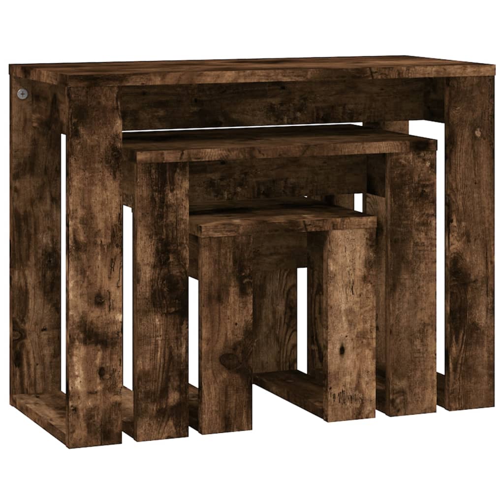 Vidaxl Nesting Tables, 3 Pcs., Smoked Oak