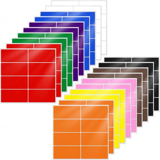 10 Colors Rectangle Labels 1.57" × 0.75" Self-Adhesive Colored Rectangular Color Coding Stickers Waterproof Name Tag for Office Inventory 160 Pieces