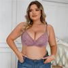Lencería Europea y Americana de Talla Grande Sexy Sujetador Push Up de Encaje de Color Sólido para Mujer