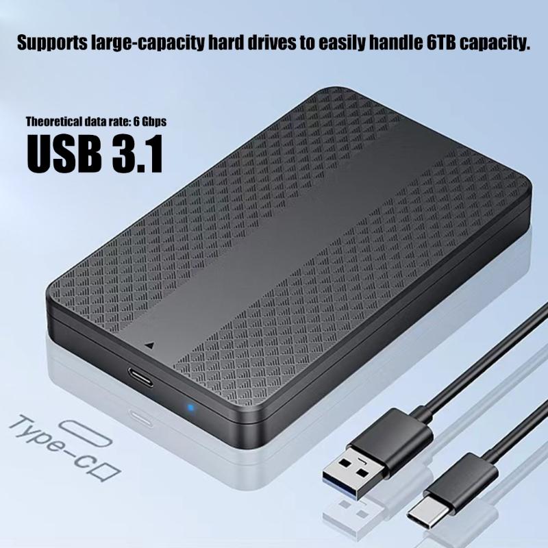 Portable 2.5inch SATAs Hard Drive Enclosure for SSDs HDDs No Screw Design ABS Construction