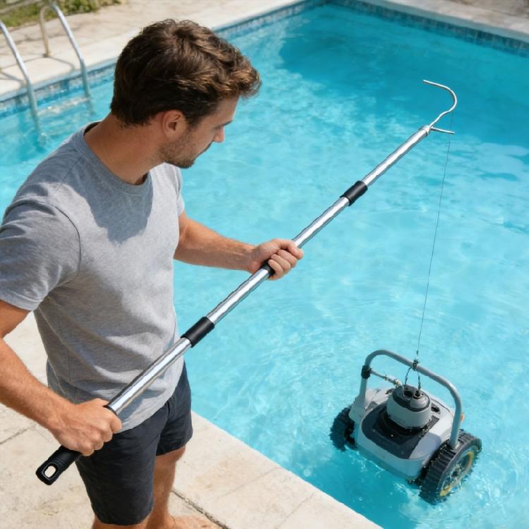 Flexible Swimming Pool Hook Device For Collecting Cleaners And Debris Constructed Of Durable Metal
