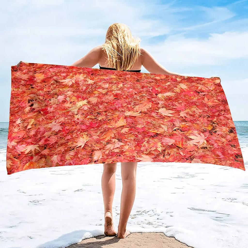Red Maple Leaf Print Beach Towel Oversized Adults Sand Free Quick Dry Beach Towel Big Bath Towels Travel Accessories Large Towel