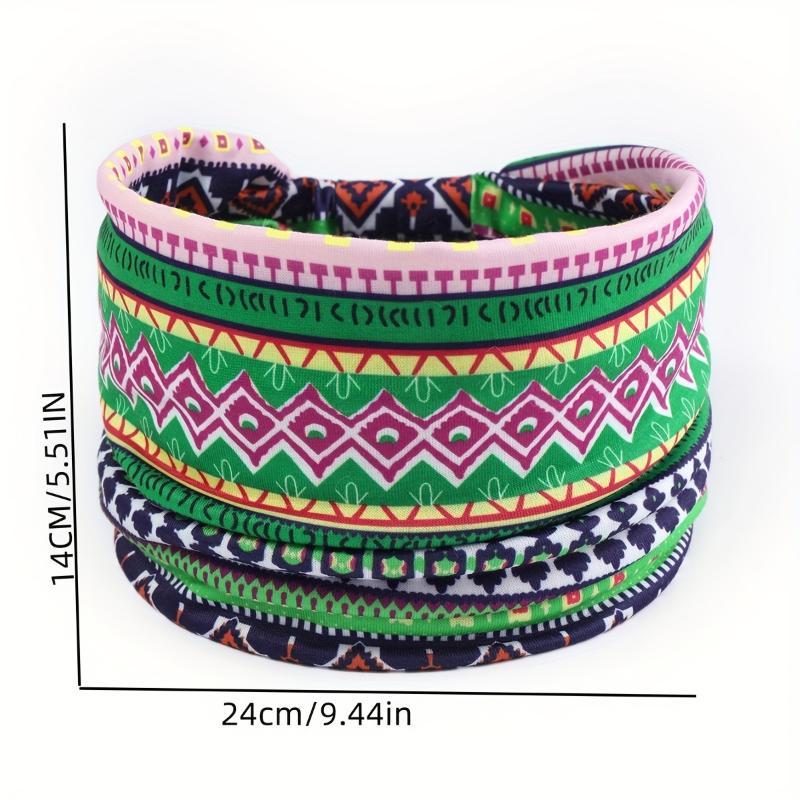 African Tribal Print Wide Headband With Soft Stretchy Fabric For Yoga Workout Running Wear