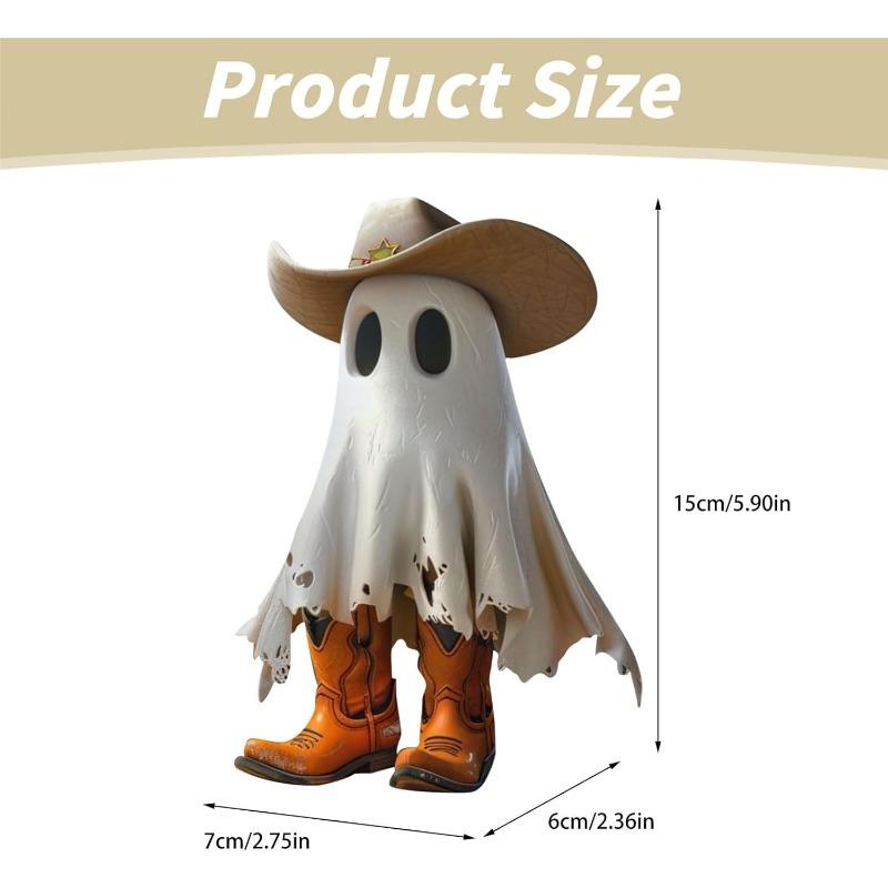 

Halloween Ghost Decoration Cowboy Ghost Cute Indoor Halloween Statues Spooky With Boots For Home Shelf Mantel Display белый