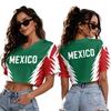Women's Mexico Print V-Neck Short Sleeve T-Shirt for Soccer Fans