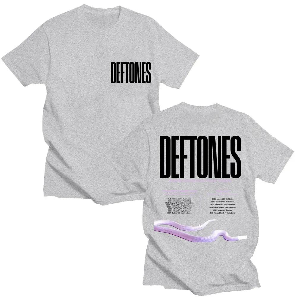 Deftones North American Tour Fashion Retro Men's and Women's T-shirts 2026 Summer Pure Cotton Printed Loose T-shirts