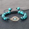 Devil's Eye Round Bead Bracelet with Plated Alloy Woven Cord