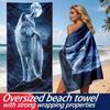 Nacht bij Maanlicht - Wit Wolf Thema polyester microvezel strandlaken is zeer absorberend, geschikt voor zwemmen en stranduitjes