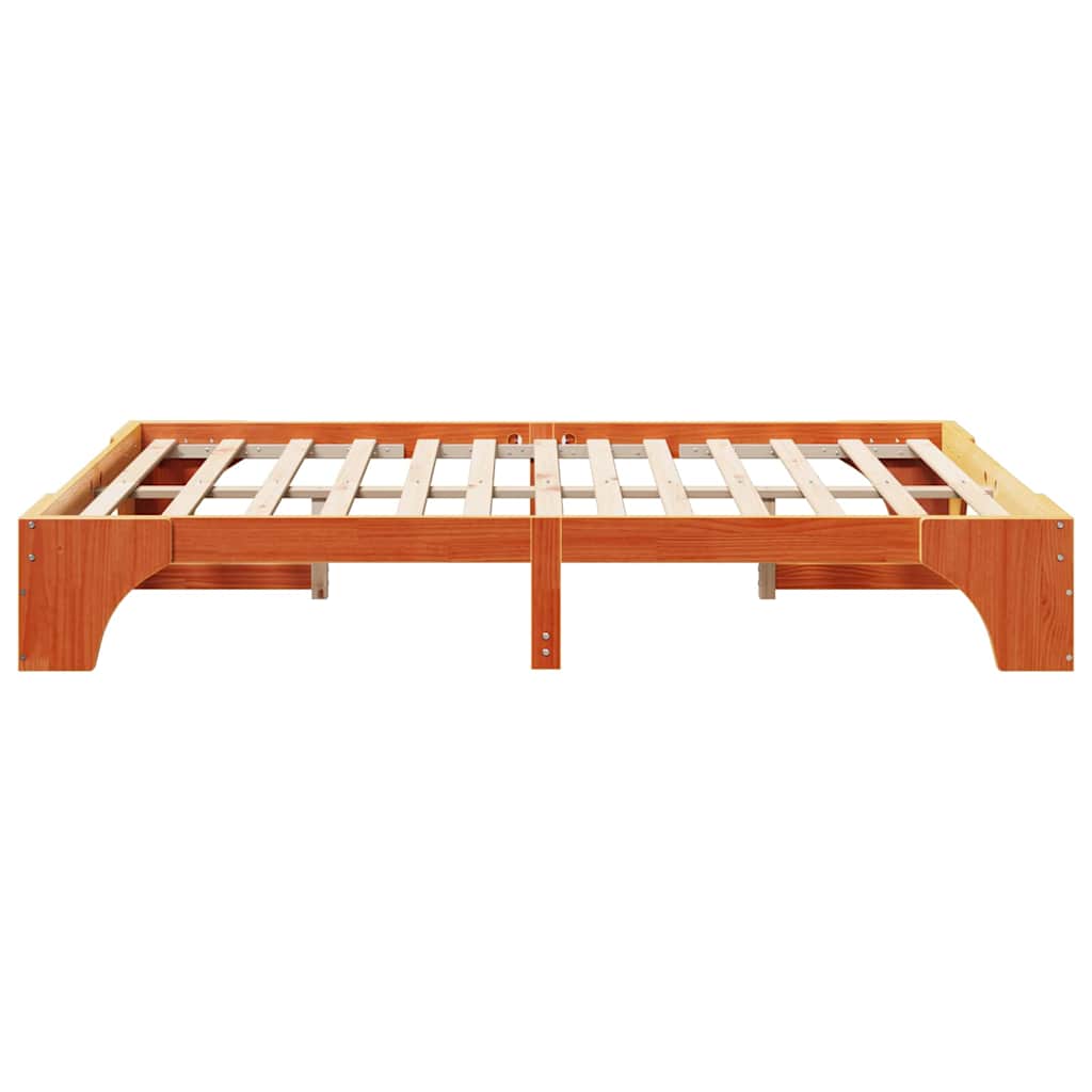 Bed Frame Wax Brown 140 x 200 cm Solid Pine Wood