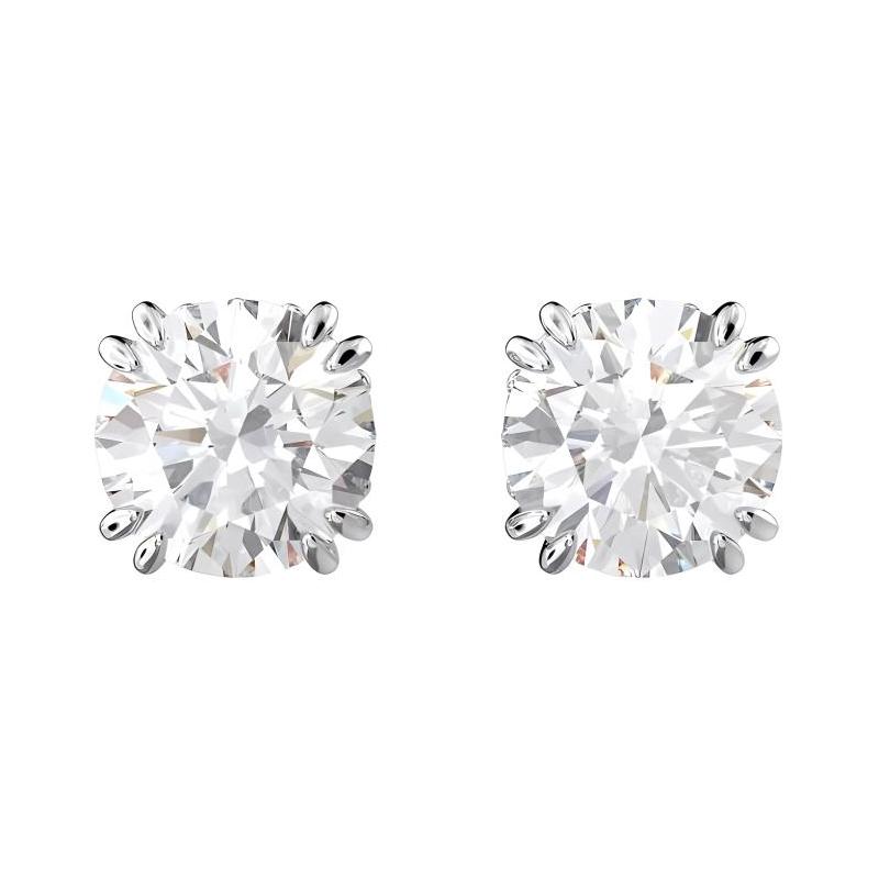Swarovski Constella round cut fashion cubic zirconia rhodium plated earrings for women 5636712