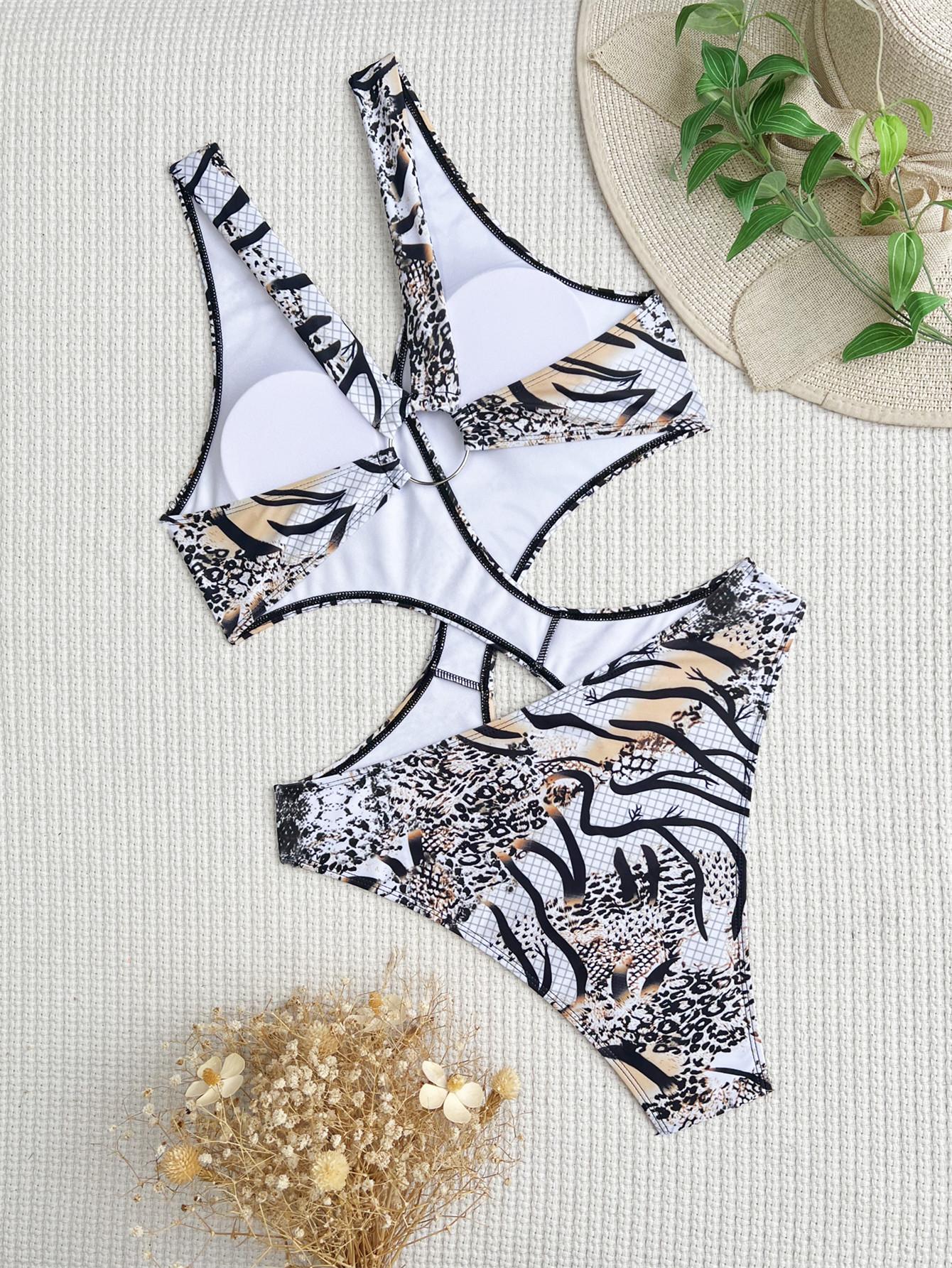 Холтер женский цельный купальник женский купальник с высоким вырезом купальный костюм — фото 4